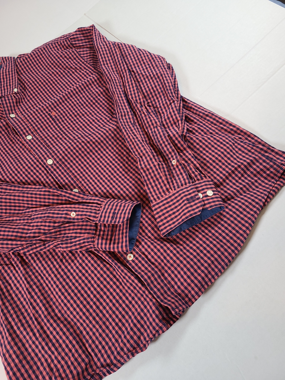 Izod Men's Slim Fit Red Check Long-Sleeve Button-Down Shirt One Pocket Logo XXL - Picture 7 of 13